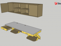 Desk and overhead cabinet (A)